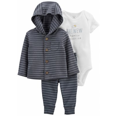 Carter's Set 3dílný mikina teplákbody kr. rukáv Grey Stripes chlapec LBB – Zboží Dáma