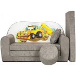 Fimex Dětská rozkládací pohovka + taburet Bagr šedá – Zboží Dáma