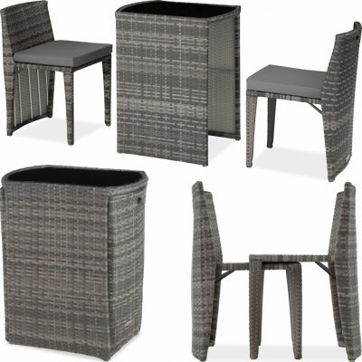 tectake 404210 ratanový set bistro hamburg - šedá – Zbozi.Blesk.cz
