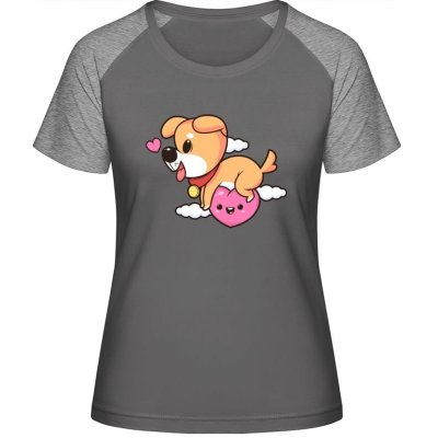 MyMate Prodloužené Triko MY120 Design se srdíčkem a psem Grey Solid / Heather Grey – Sleviste.cz