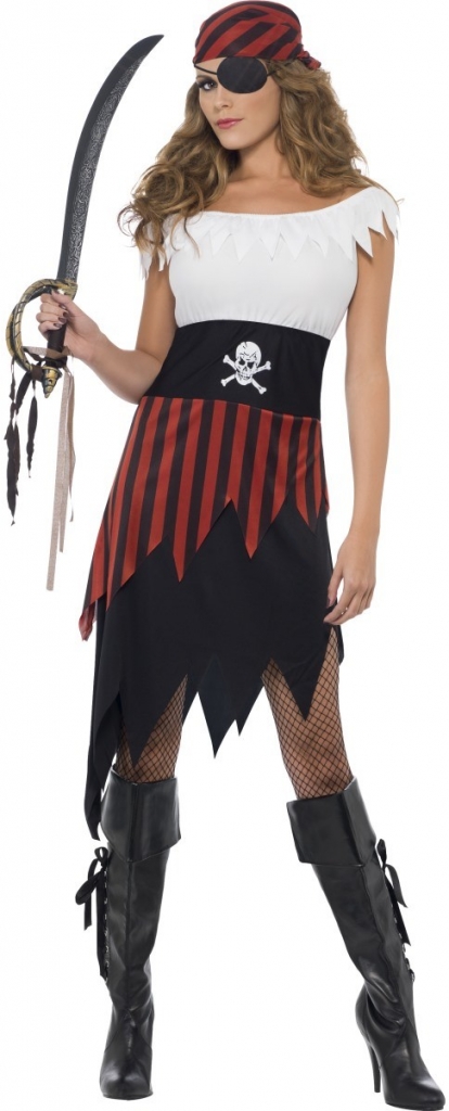 pirátka červeno-černá sukně