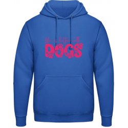 AWDis Hoodie Mikina Nápis Se psy je život lepší Kráľovská modrá