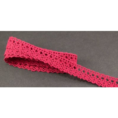 Bavlněná paličkovaná krajka - červená - šířka 1,8 cm – Zboží Mobilmania