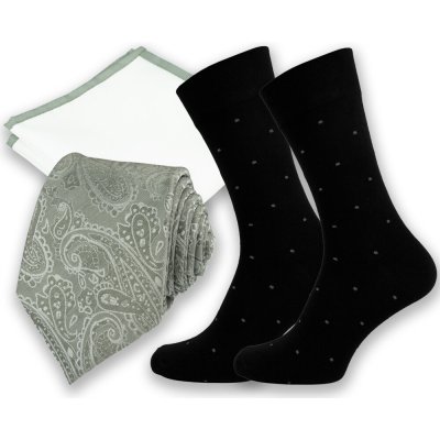 Šalvějově zelený sage green pánský set kravata kapesníček a ponožky – Zboží Mobilmania