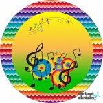 Jedlý tisk NOTY ● materiál: FONDÁNOVÝ DECORLIST ✴️, ● velikost: průměr 12 cm ☝ – Sleviste.cz