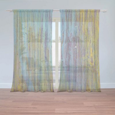 Sablio Záclony Dřevěná abstrakce: 2ks 150x250cm – Zboží Mobilmania