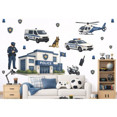 Nalepte.cz Na stanici policie samolepky na zeď pro chlapce arch 100 x 60 cm – Hledejceny.cz