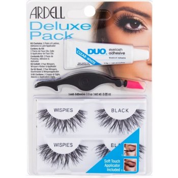 Ardell Wispies Deluxe Pack 2 páry + lepidlo na řasy Duo 2,5 g + aplikátor Black