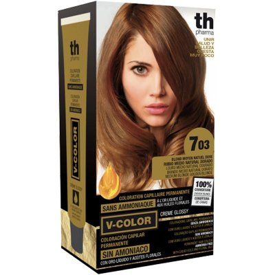 TH Pharma Barva na vlasy V-color střední zlatá přírodní blond 7.03 – Zboží Mobilmania