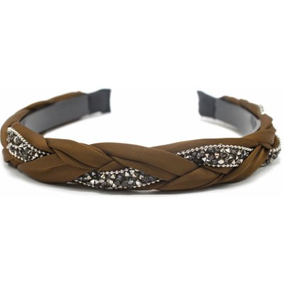 Čelenka zdobená látkovým copem hnědá – Zboží Dáma Čelenka zdobená látkovým copem hnědá – Zboží Dáma