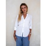 TallGuys Dámská prodloužená lněná košile Véčko Dlouhý rukáv Pure white – Hledejceny.cz