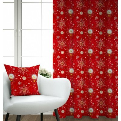 #Ervi bavlněný závěs - Vánoční vzor - červený 150x240cm – Hledejceny.cz
