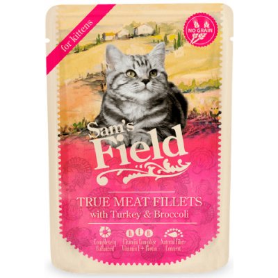 Sams Field True Meat Fillets with Turkey & Broccoli for Kittens pro kočky 85 g