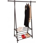 Věšák na oblečení s 2 policemi, 150 cm, černý YLT-0311F BLACK – Sleviste.cz