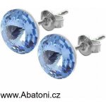 Swarovski Elements Rivoli vlepený krystal stříbrné náušnice pecky puzety modré kulaté 51037.3 Light Sapphire modrá světlá blankytná – Zboží Dáma