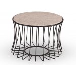 Stern Odkládací stolek Oxo, kulatý 51x37 cm, 48 cm, rám lakovaný hliník sand matt, deska keramika dekor Stone beige – Hledejceny.cz