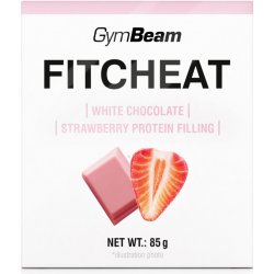 Gymbeam Proteinová čokoláda Fitcheat bílá čokoláda s jahodou 80 g