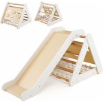 COSTWAY 4 v 1 lezecký trojúhelník se skluzavkou, dřevěná prolézačka, trojúhelník – Sleviste.cz