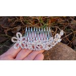 Ozdobná stříbrná spona hřeben broušené sklo kvítek – Sleviste.cz