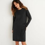 Pulovrové šaty s kapsami antracitový melír – Zboží Dáma