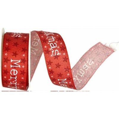 Vánoční stuha X-MAS STARS červená 25mm x 2m (5,-Kč/m) – Zboží Dáma