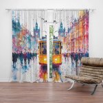 Sablio Závěs Žlutá tramvaj Paint: 2ks 140x250cm – Hledejceny.cz