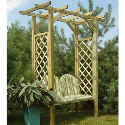 PETROMILA Rohová pergola s lavicí 130x130x197 cm impregnovaná borovice – Sleviste.cz