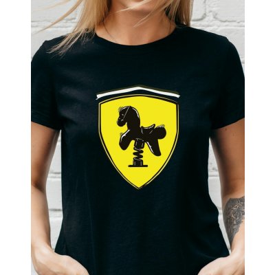 Dámské tričko Ferrari houpací kůň Černá – Zbozi.Blesk.cz