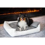 Vsepropejska Delux bílý kožený pelech pro psa s polštářkem – Zboží Mobilmania