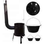 Kessel kotlík na guláš smalt 20 l kovová kotlina 42 cm poklice smalt 49 cm vařečka 50 cm dřevo SMRK servírovací kotlíky smalt 2 ks 0,8 l BLACK CLASSIC – Hledejceny.cz