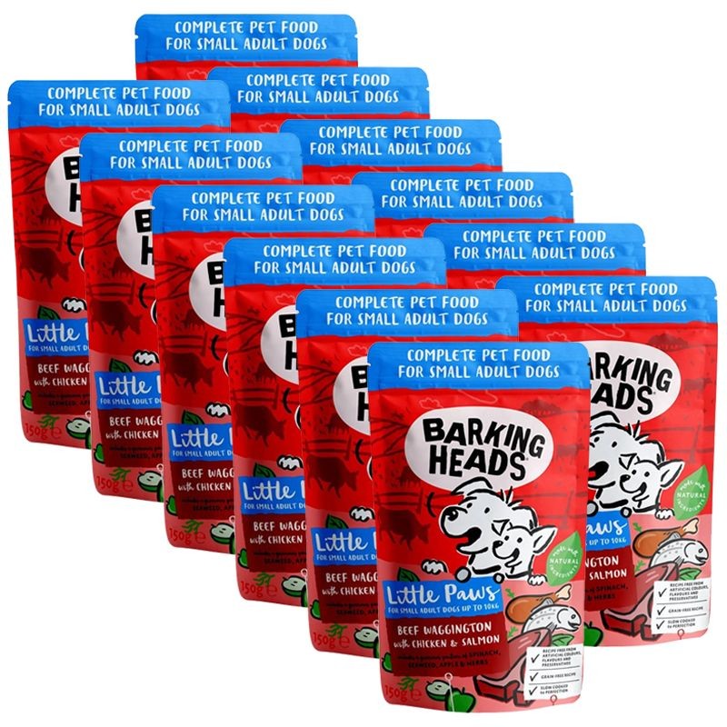 Barking Heads Little Paws Beef Chicken Salmon 12 x 150 g