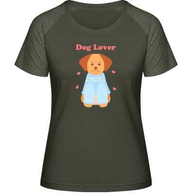 MyMate Prodloužené Triko MY120 Nápis Dog Lover a pejsek Olive / Heather Olive – Zboží Mobilmania