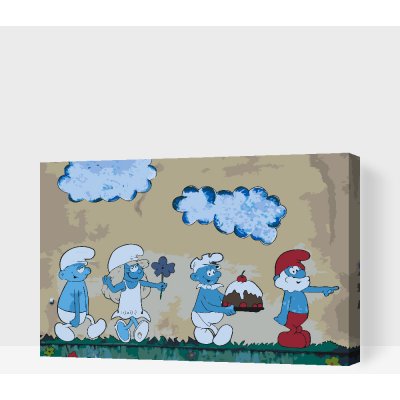 Vymalujsisam.cz Malování podle čísel Šmoulové Velikost 40 x 60 cm Rámování Na kartonové desce – Zboží Dáma