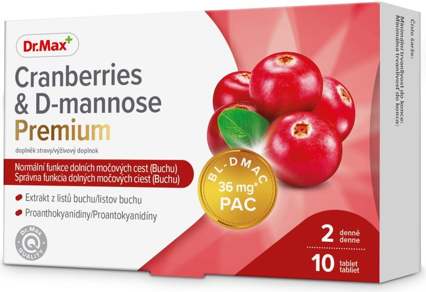 Dr.Max Cranberries & D-mannose Premium 10 tablet od 199 Kč - Heureka.cz