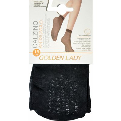 Golden Lady Basic Silonkové ponožky s protiskluzem 16g antiscivolo 15 DEN 2 páry tmavě tělová