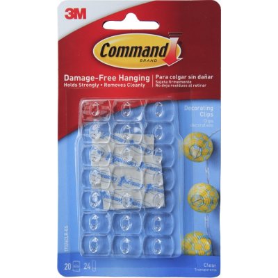 3M 17026CLR Command čiré dekorační háčky 20 háčků, 24 lepicích pásek, maximální zatížení 225 g, lze upevnit svisle i vodorovně – Zboží Dáma