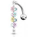 Šperky4U visací piercing do pupíku s kytičkami WP01344-ST – Sleviste.cz