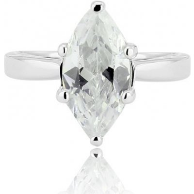 Šperky eshop Stříbrný prsten 925 velký broušený zirkon ve tvaru zrnka H15.18 – Zboží Mobilmania