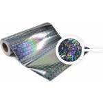 Univerzální hologramová samolepící fólie na metry MOTIV 9 střepy a kolečka - stříbrná