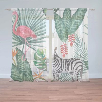 Záclony Zebra a plameňák: 2 ks - 150x250 cm - Sablio – Hledejceny.cz