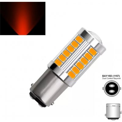 BAY15D led žárovka 33 smd CANBUS DC12V Červený – Hledejceny.cz