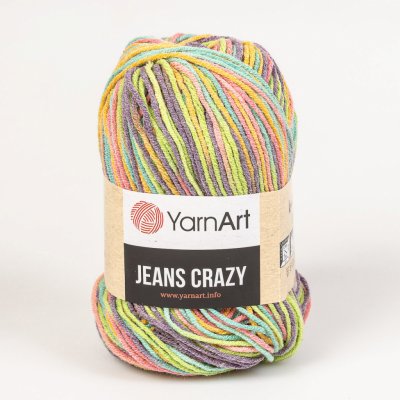 Pletací / háčkovací příze YarnArt GINA JEANS / CRAZY 8215 zeleno-fialová, melírovaná, 50g/160m