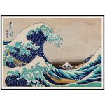 Plakát Katsushika Hokusai - Velká vlna u pobřeží Kanagawy Rozměr plakátu: A4 (21 x 29,7 cm) – Zboží Mobilmania