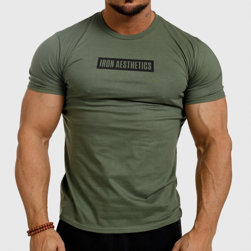 Pánské fitness tričko Iron Aesthetics Boxed Vojenská zelená
