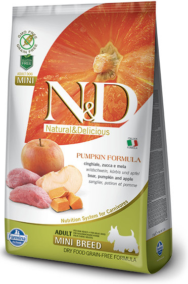 N&D Pumpkin Dog Adult Mini Grain Free Boar & Apple 2 x 800 kg