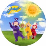 Jedlý tisk TELETUBBIES ● materiál: FONDÁNOVÝ DECORLIST ✴️, ● velikost: průměr 12 cm ☝ – Hledejceny.cz