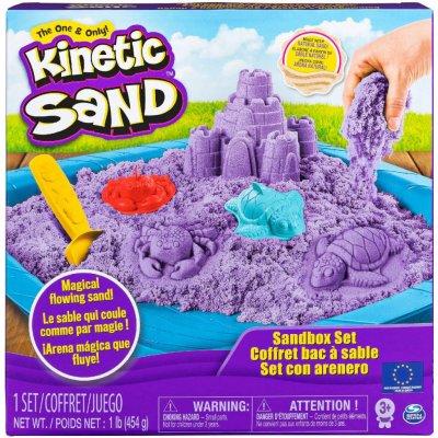Spin Master Kinetic sand Fialový 450g tekutý písek s podložkou a nástroji – Sleviste.cz