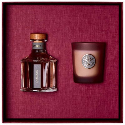 Erbario Toscano Ambra Oud Dárková sada difuzér 250 ml + svíčka 70 g – Zboží Dáma