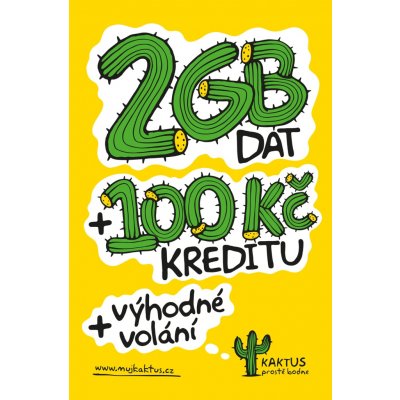 SIM karta KAKTUS s kreditem 100 Kč + 2 GB dat – Zboží Mobilmania