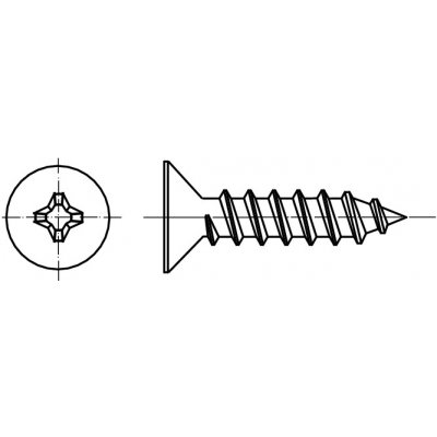 PROFISTYL DIN 7982C šroub do plechu se zápustnou hlavou PHILLIPS (ostrá špička) pozink Varianta: DIN 7982C šroub do plechu zápustná hlava křížová drážka ZnB 2,9x16 – Zboží Mobilmania